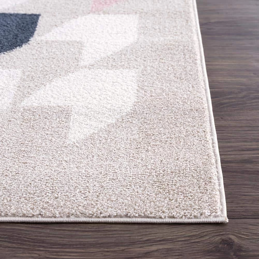 Abani Rugs Deco DEC160A Beige Pink 4 ft. x 6 ft. Houndstooth Area Rug 4 Abani Rugs Deco DEC160A Beige Pink 4 ft. x 6 ft. Houndstooth Area Rug - Image 2