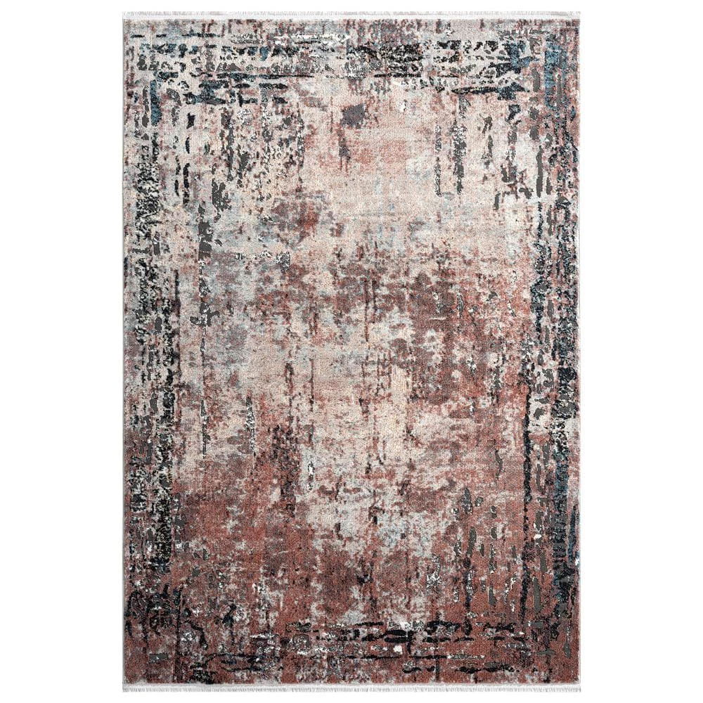 Azure Rust 5 ft. 3 in. x 7 ft. 6 in. Oriental Polyester Area Rug by Abani 3 Azure Rust 5 ft. 3 in. x 7 ft. 6 in. Oriental Polyester Area Rug by Abani