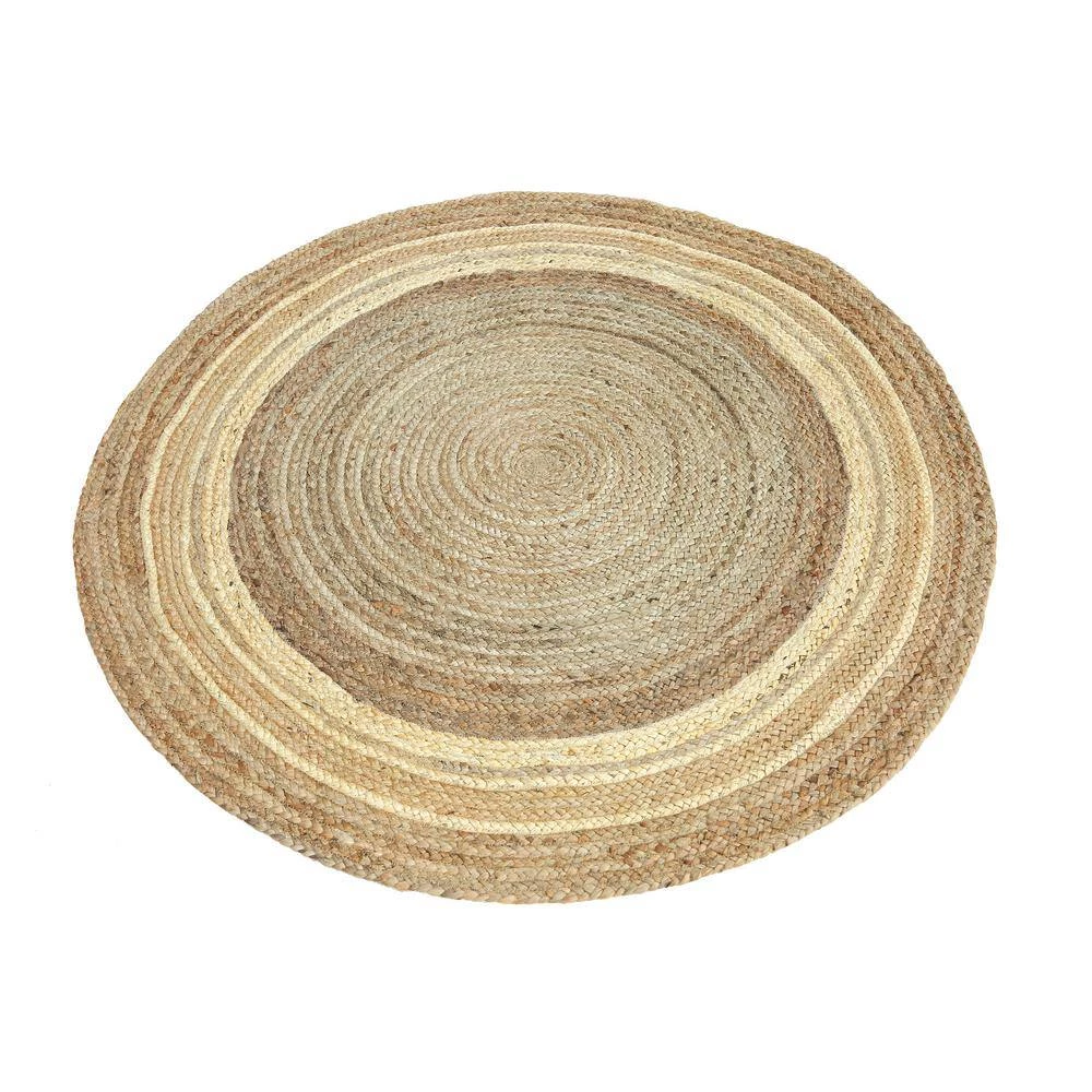 Jute White 6 ft. Round Abstract Jute Area Rug by Abani 6 Jute White 6 ft. Round Abstract Jute Area Rug by Abani - Image 4