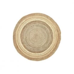 Jute White 6 ft. Round Abstract Jute Area Rug by Abani